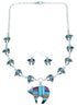 Turquoise Multicolor Sterling Silver Bear Link Necklace Set HS28660
